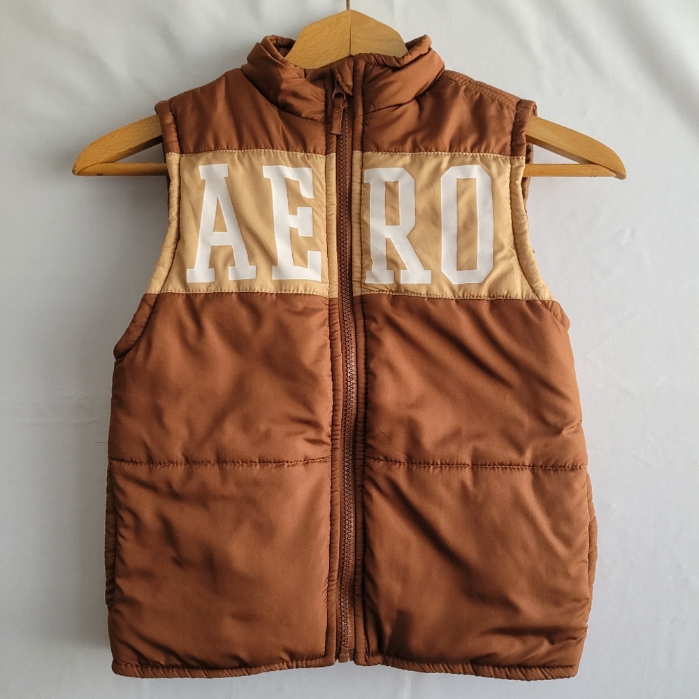 Aeropostale Kids Puffer Vest Brown Full Zip Size 7 Girls Boys